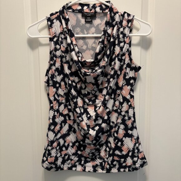 NU Options Tank with Cowl Neck Black/Pink/White Size XS-P EUC - Picture 5 of 6